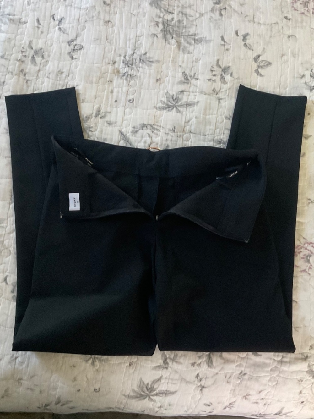 SHEIKE Black Trousers Dress Pants w/ Front Seams Gold Belt Accent - Picture 5 of 12